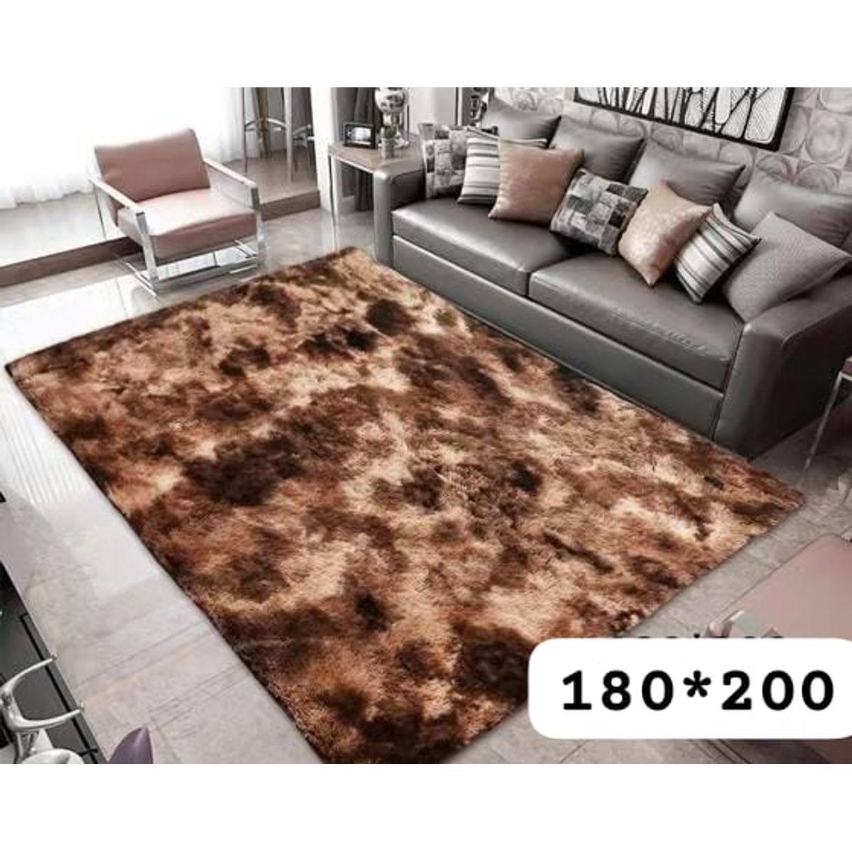 GENERICO - alfombra peluda tipo shaggy 180x200cm