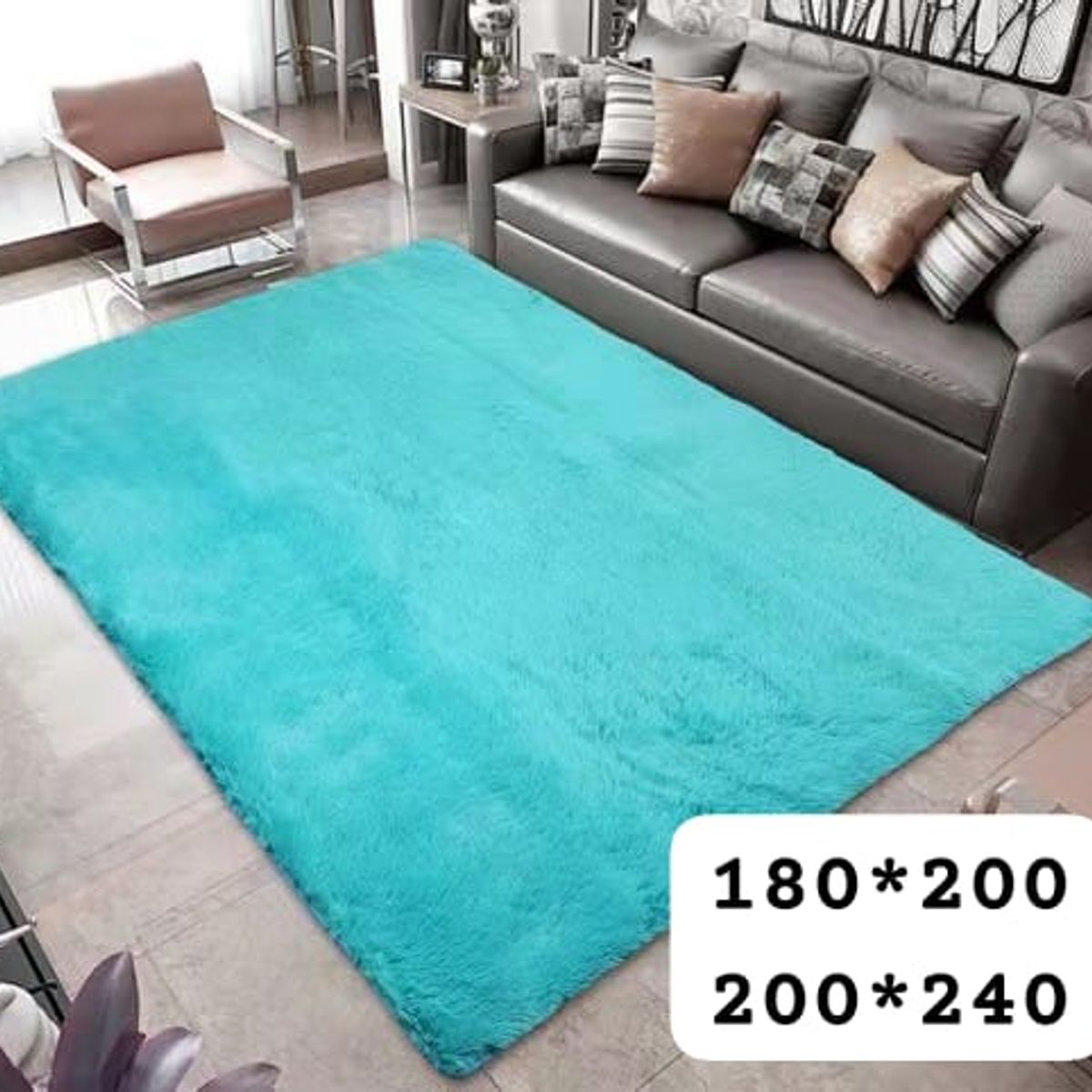 GENERICO - alfombra peluda tipo shaggy 180x200cm