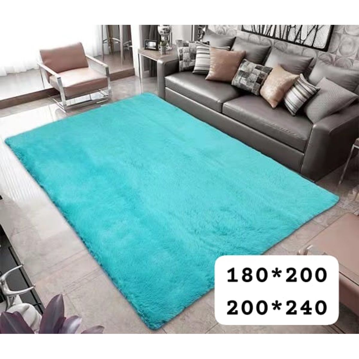 GENERICO - alfombra peluda tipo shaggy 180x200cm