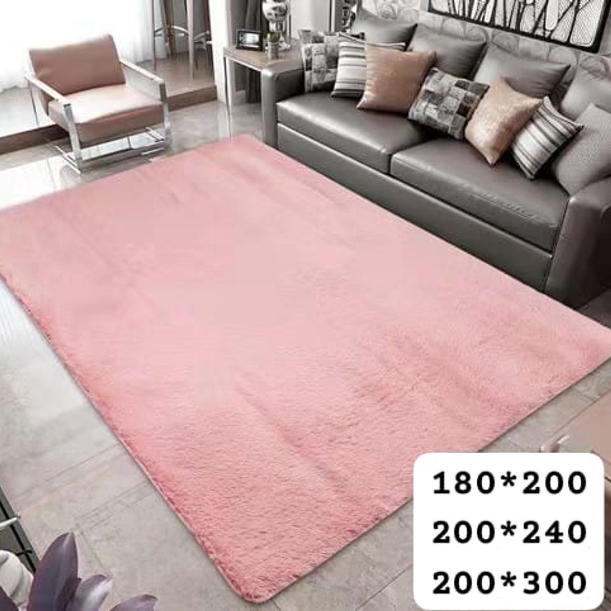 GENERICO - alfombra peluda tipo shaggy 180x200cm