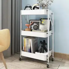 SANTU HOME & DECO - Carro Organizador Plegable Multiuso 3 Niveles Blanco