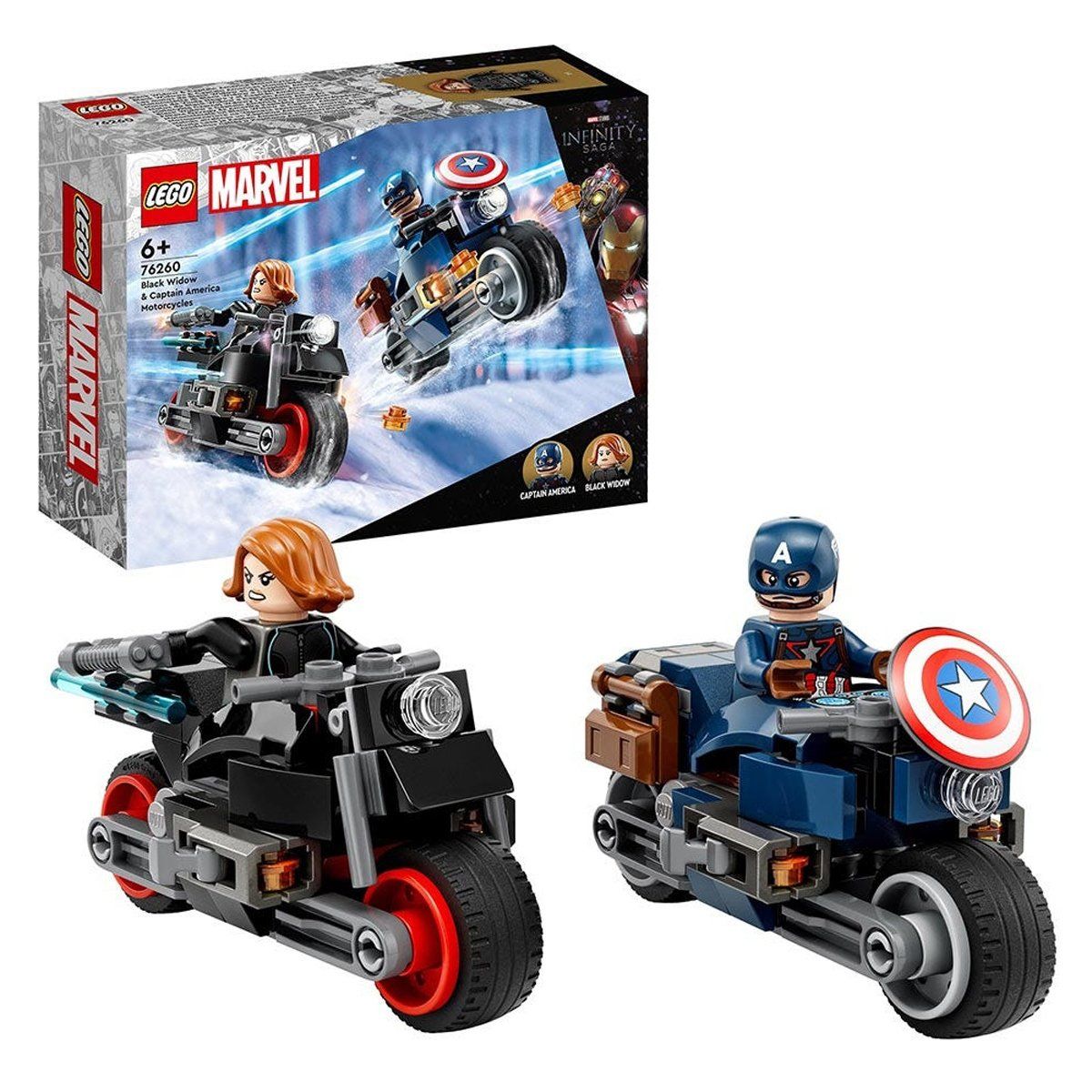 LEGO - MOTOS VIUDA NEGRA Y CAPITÁN AMÉRICA LEGO SUPER HEROES MARVEL