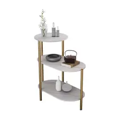 GENERICO - Mesa Auxiliar De Centro Decorativa De 3 Niveles Mesa De Lujo Blanco