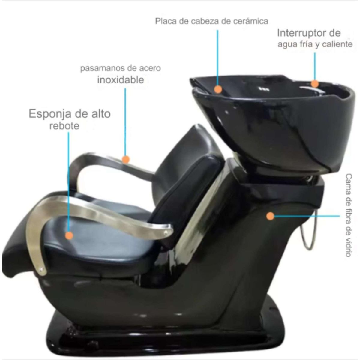 GENERICO - Lavacabezas De Cerámica Lavapelo Deluxe Para Peluquería Negro