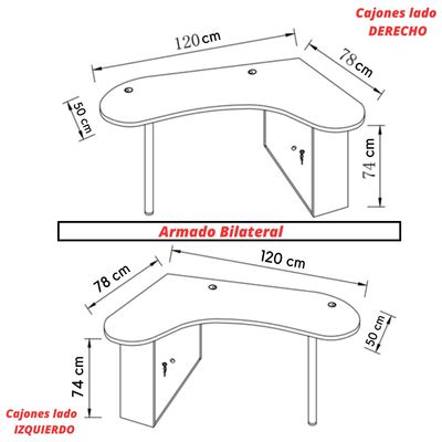 Imagen 2 del producto Escritorio En L Cajón Bajo Llave Armado Derecha Izquierda