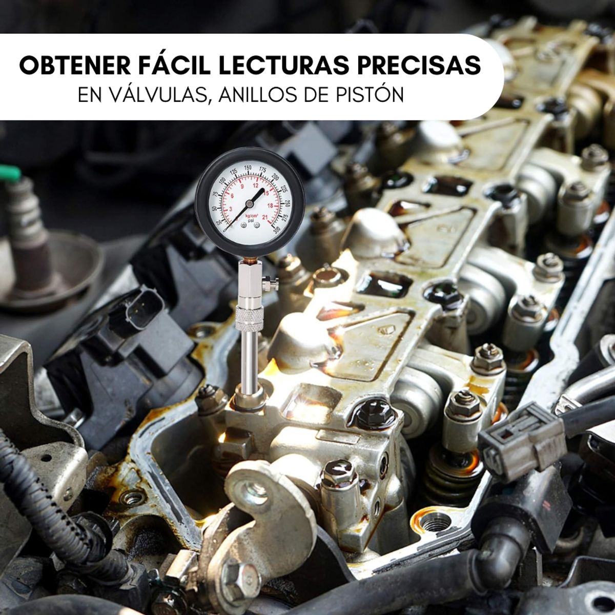 GENERICO - Compresimetro Automotriz Bencinero Gasolina Moto Set 8 Pieza