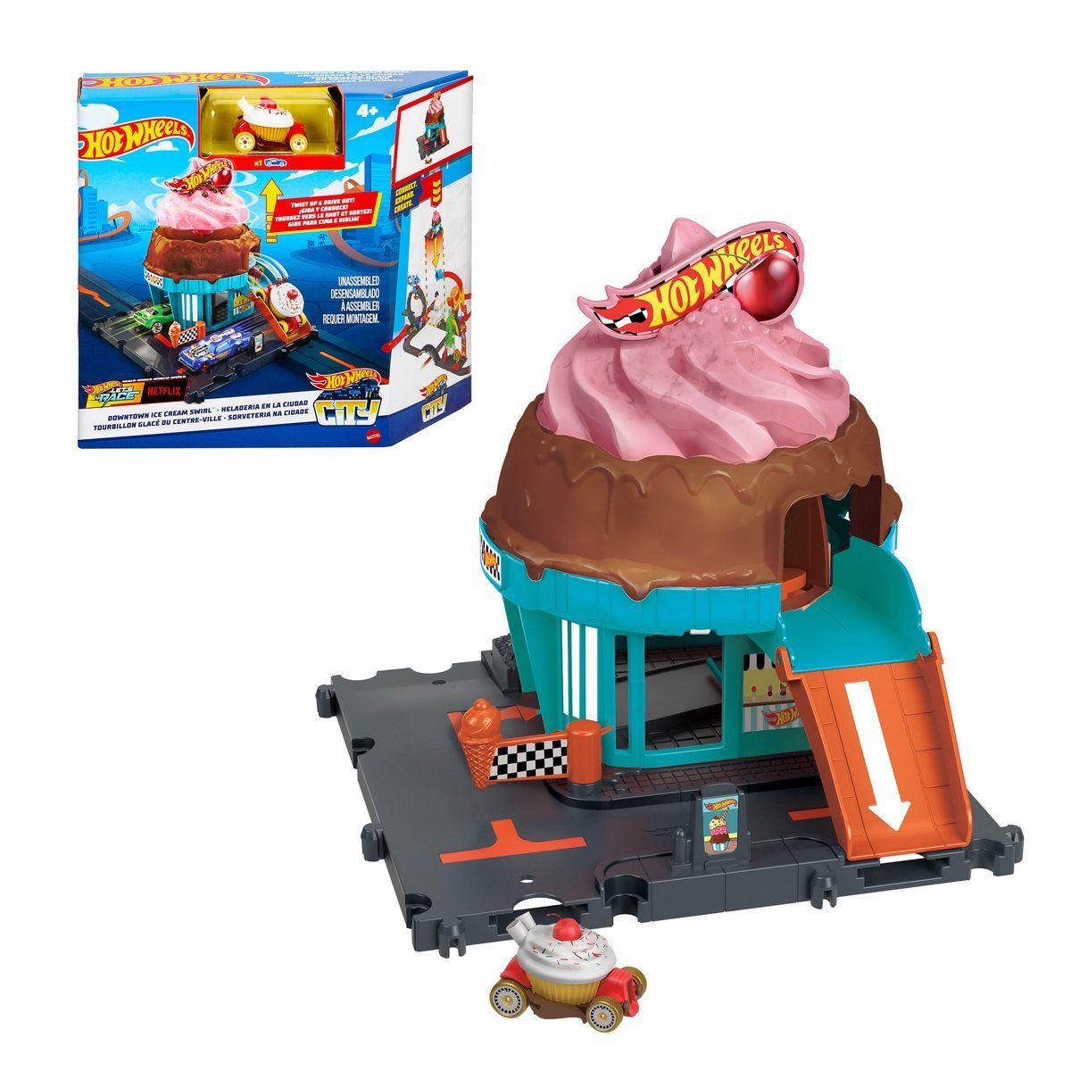 HOT WHEELS - Hot Wheels City Pista De Juguete Heladería