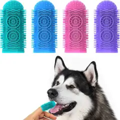 CRUSEC - Pack 4 Cepillos Dedal Limpiadientes Para Perros