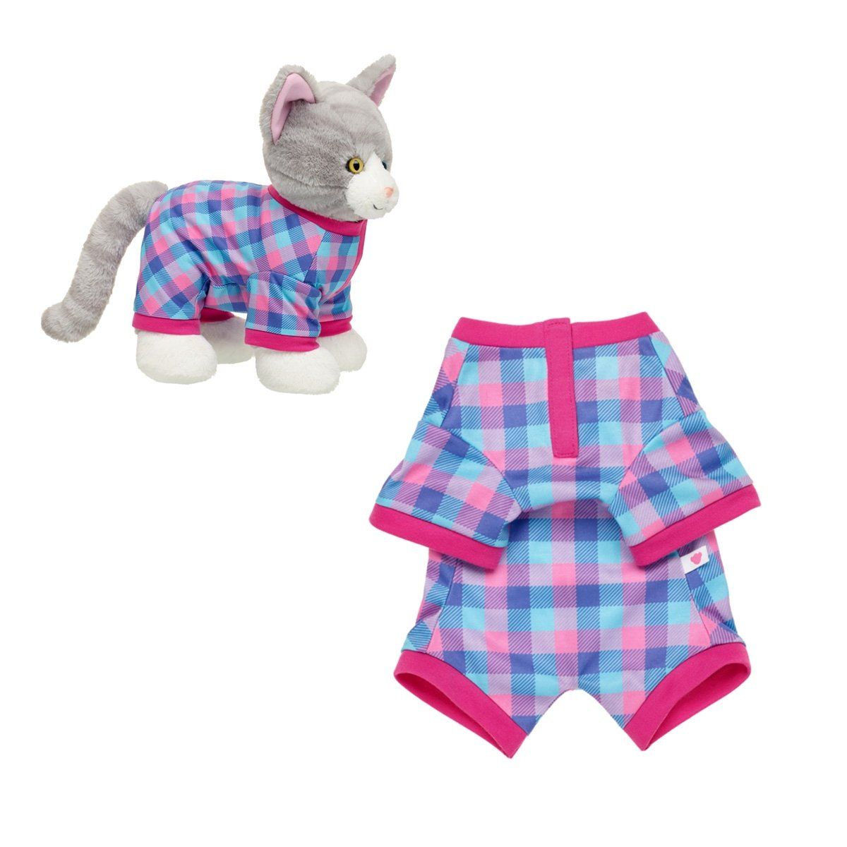 BUILD A BEAR - Pijama escocés rosado Build a Bear clásico para peluche
