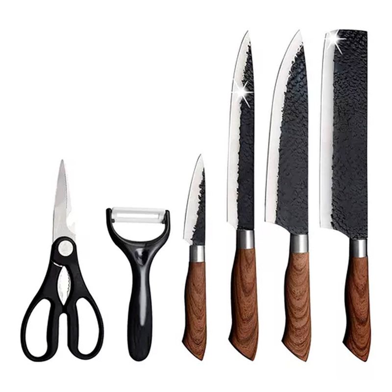 OFERTABKN - Set De Cuchillos Cocina Profesional Acero 6 Pzs Color Negro