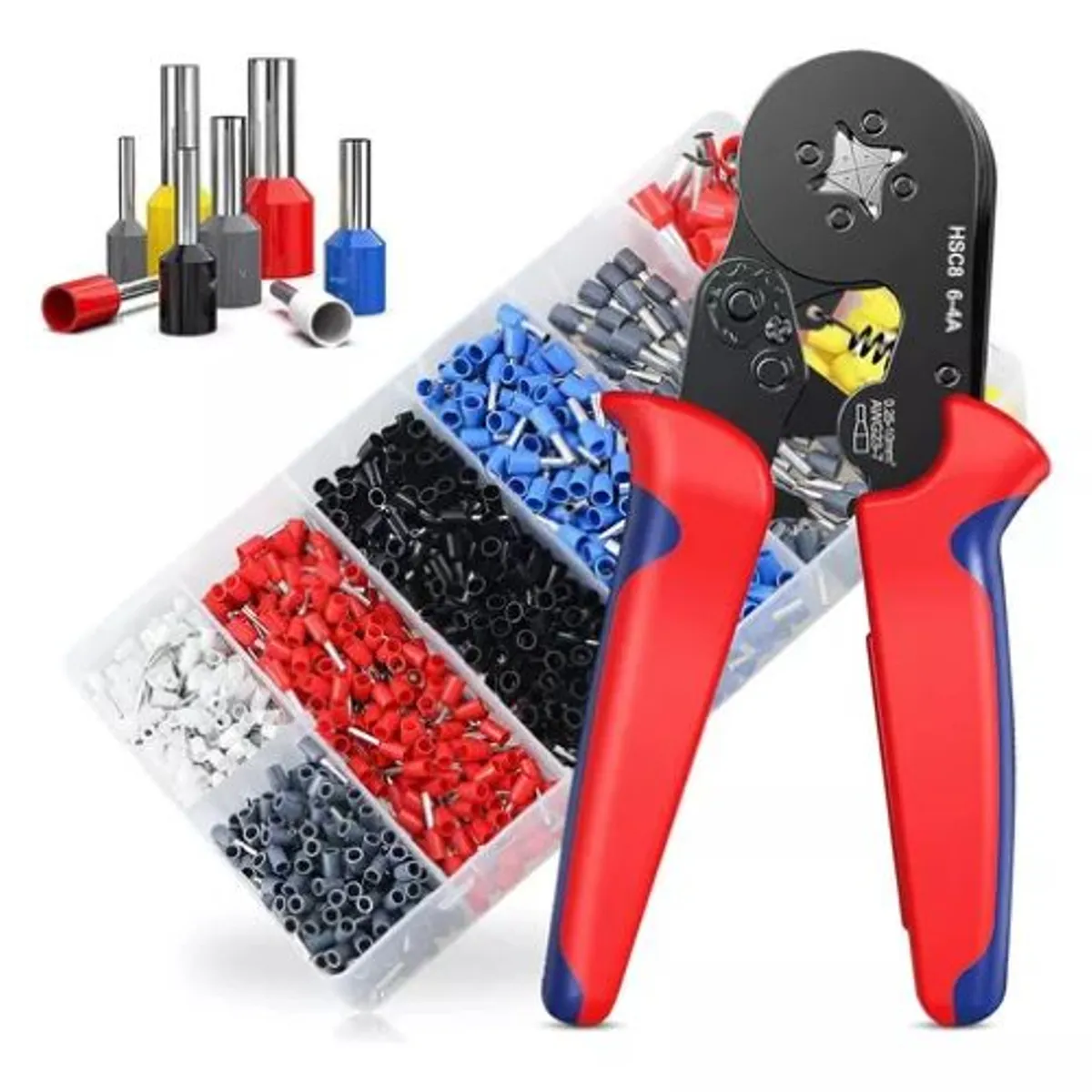 GENERICO - Crimpadora Alicate Prensa Ferrulera mas 1200 Terminales Cable
