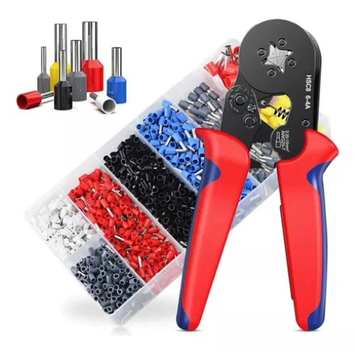 GENERICO - Crimpadora Alicate Prensa Ferrulera mas 1200 Terminales Cable