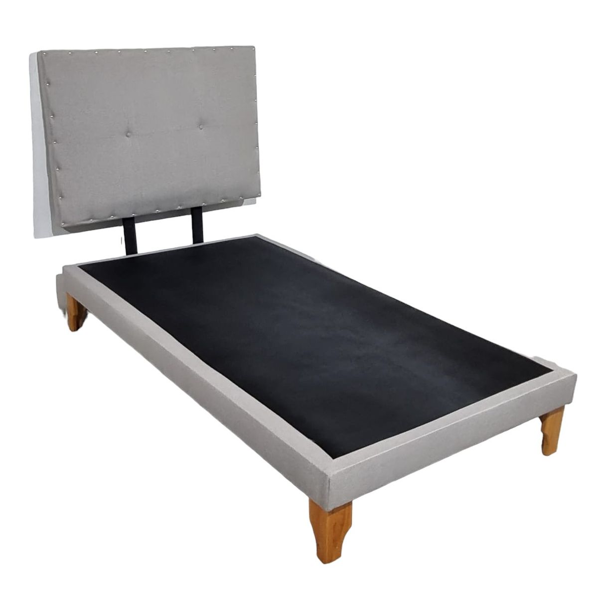 DISEÑOS VALESTRINI - CAMA EUROPEA DE PLAZA LINO GRIS CLARO