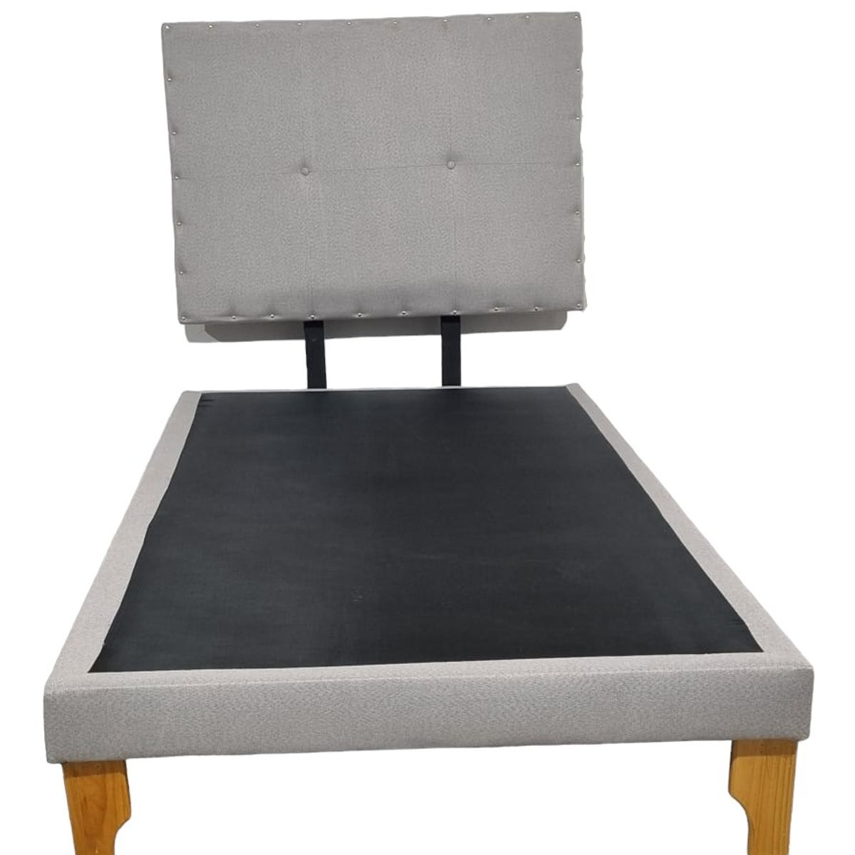 DISEÑOS VALESTRINI - CAMA EUROPEA DE PLAZA LINO GRIS CLARO