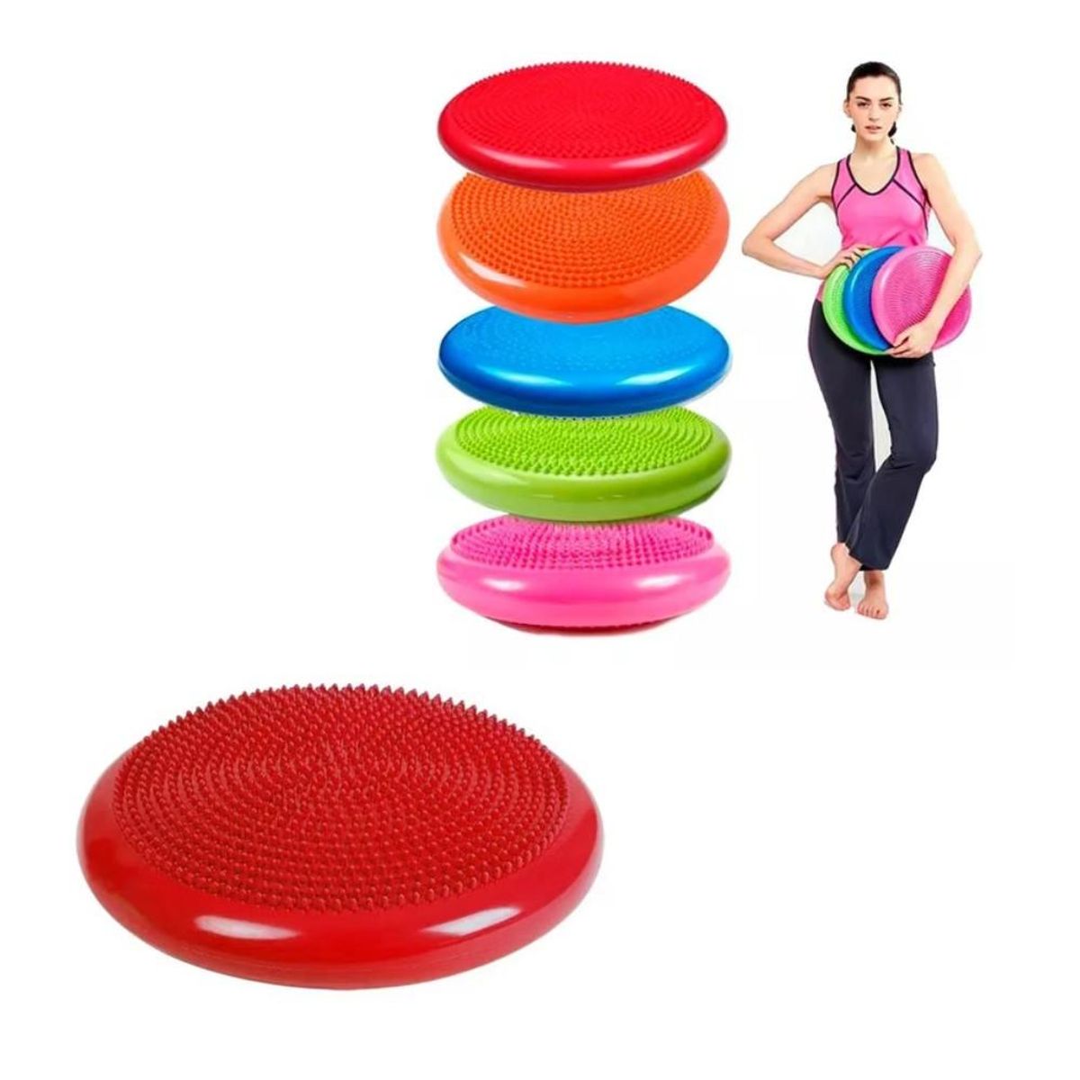 AK SPORT - Medio Balon para Propiocepcion Bosu Equilibrio Yoga Rojo