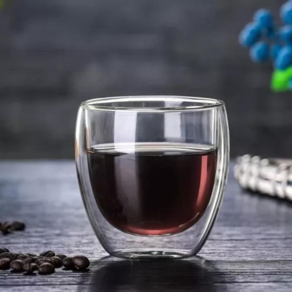 IMPORTCLICK - Juego 4 Tazas MUG Café Vidrio Doble Pared Térmico 80m - Turquesa