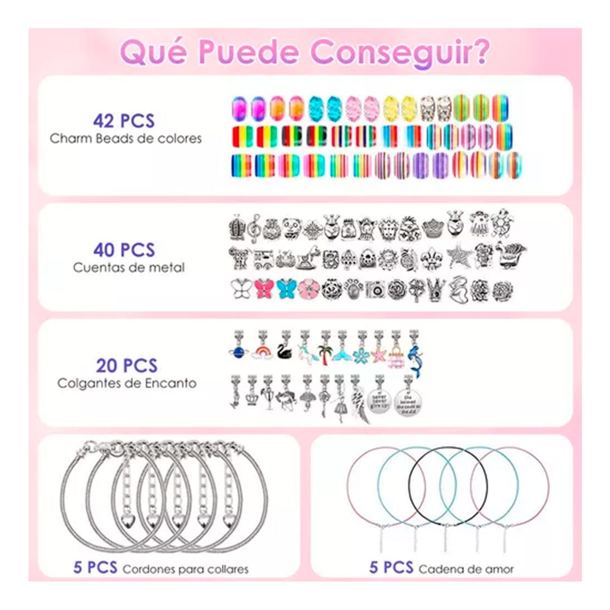 GENERICO - Juego De Charms Para Hacer Pulsera 112 Uds