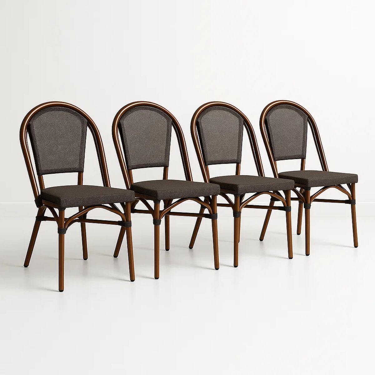 KLIK - Pack de 4 Sillas Bistro Parisina Textileno - Café Oscuro