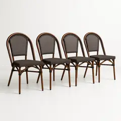 KLIK - Pack de 4 Sillas Bistro Parisina Textileno - Café Oscuro