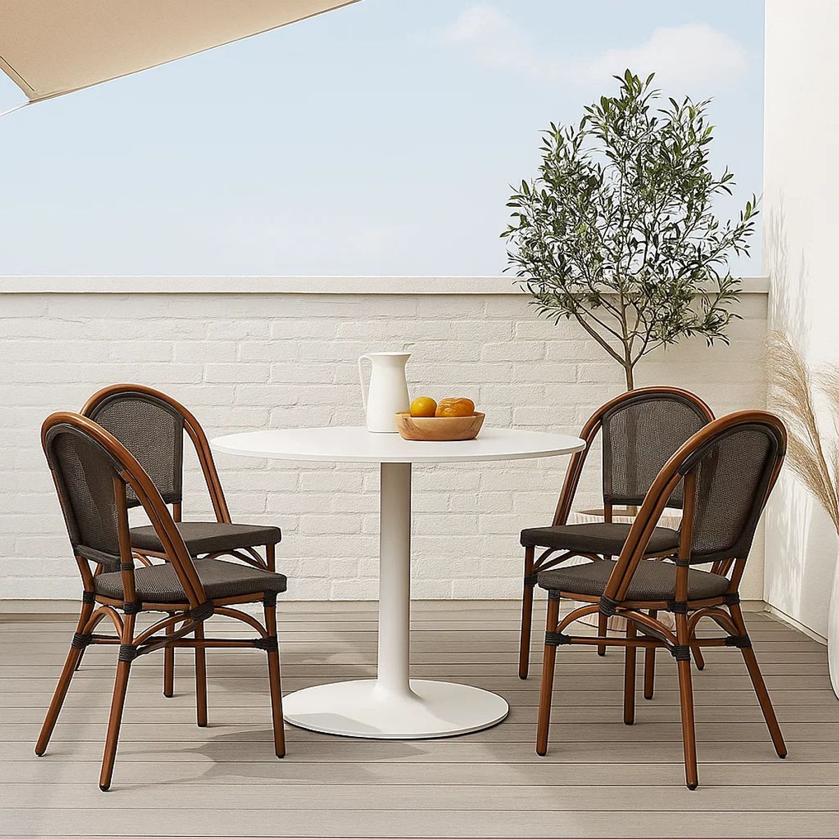 KLIK - Pack de 4 Sillas Bistro Parisina Textileno - Café Oscuro