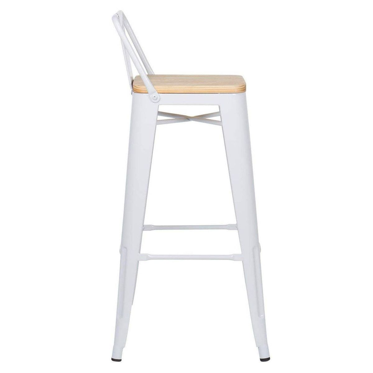 HABITA2 CHILE - Taburete tolix blanco bar metal asiento madera 66cm