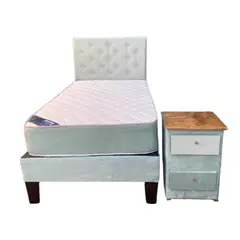 MUEBLES HVM - Cama HVM 15P Gris Felpa Velador Pmadera