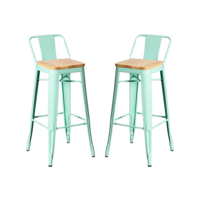 GENERICO - Pack de 2 Taburetes Tolix metal con asiento de madera 66 cm - Menta