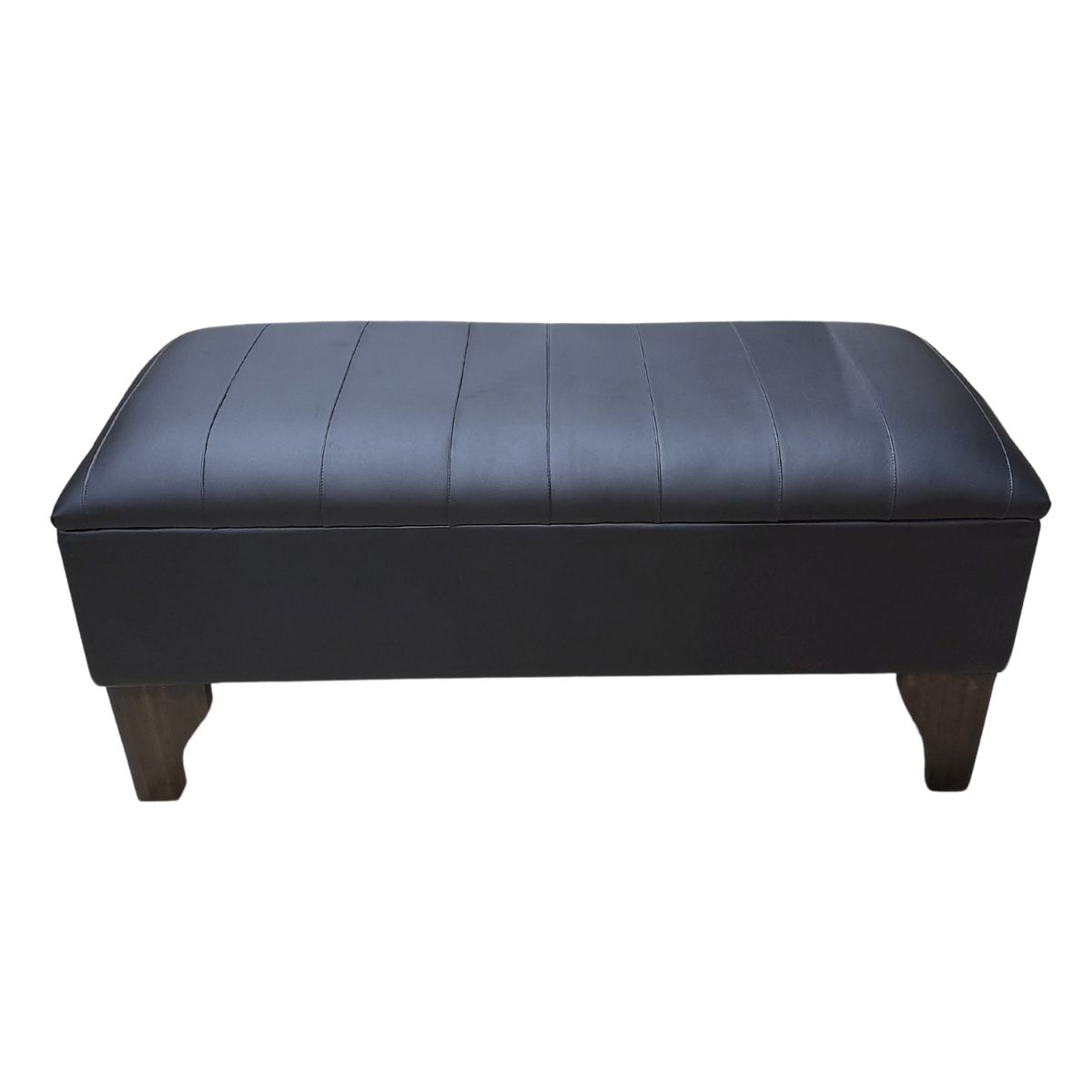 GENERICO - Banqueta Baúl Lineal Negro Eco Cuero Muebles Rimar