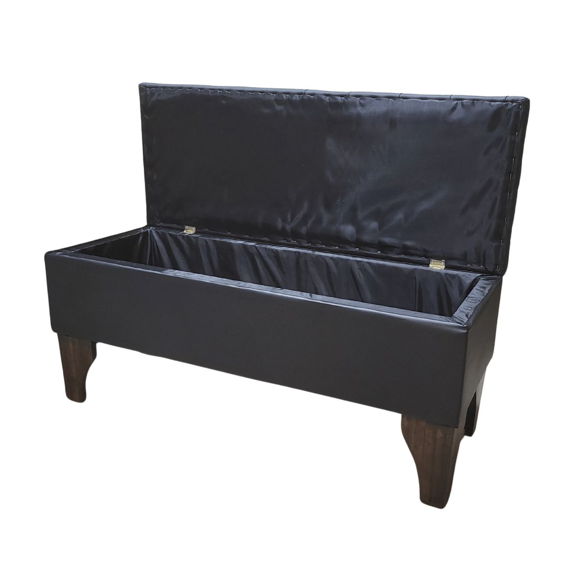 GENERICO - Banqueta Baúl Lineal Negro Eco Cuero Muebles Rimar