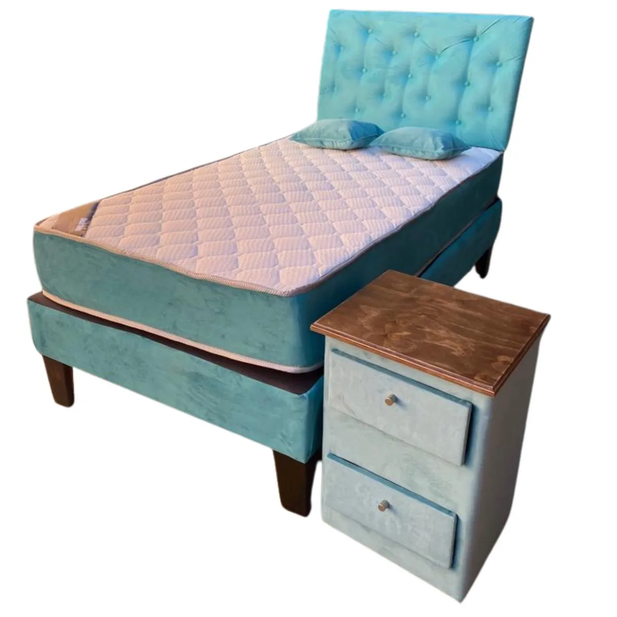 MUEBLES HVM - Cama HVM 15P Calipso  velador Pmadera