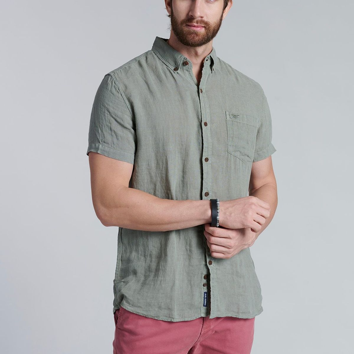 FEROUCH - Camisa Lino Lavada F Verde Ferouch