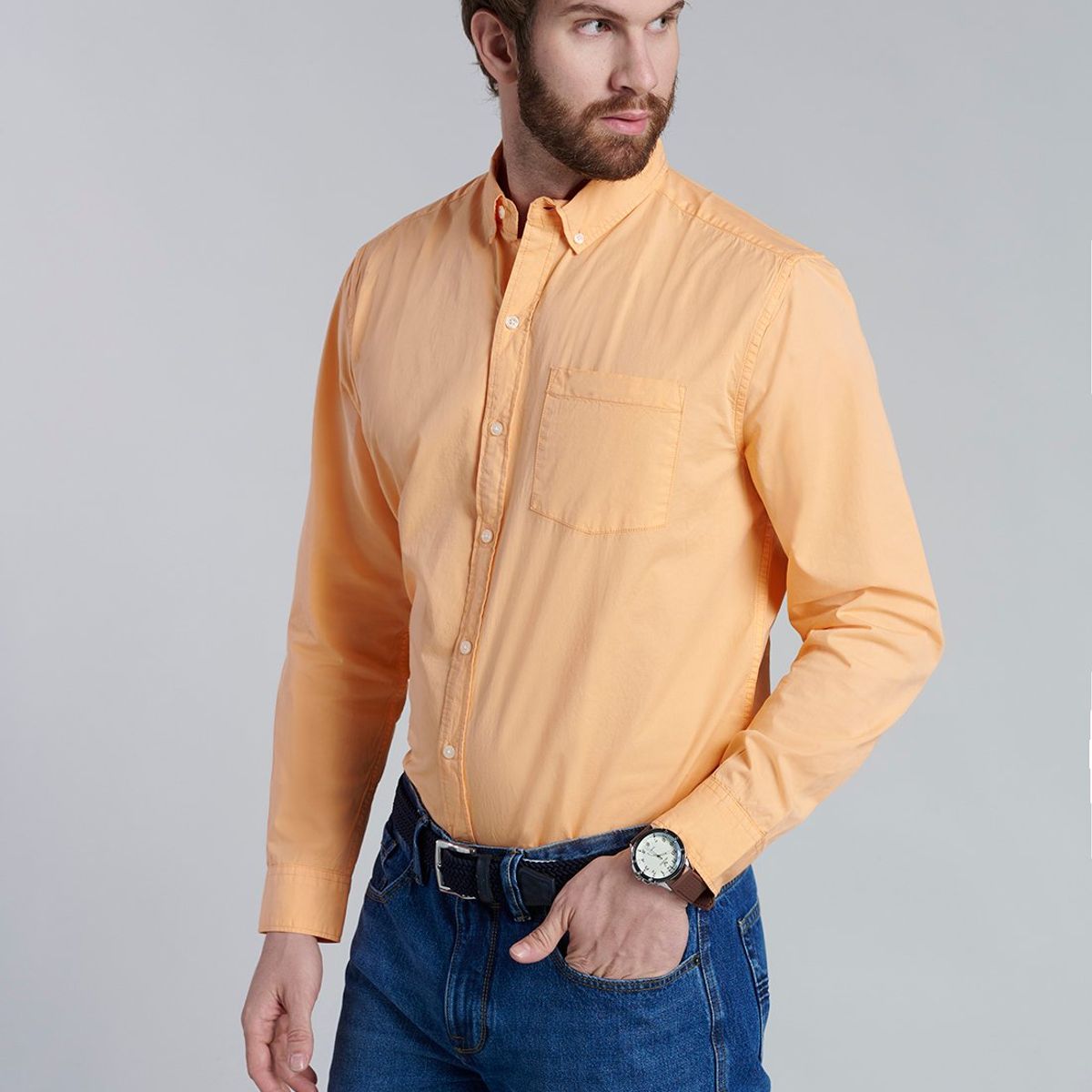 FEROUCH - Camisa Garment Dyed Sport Fj Naranjo Ferouch