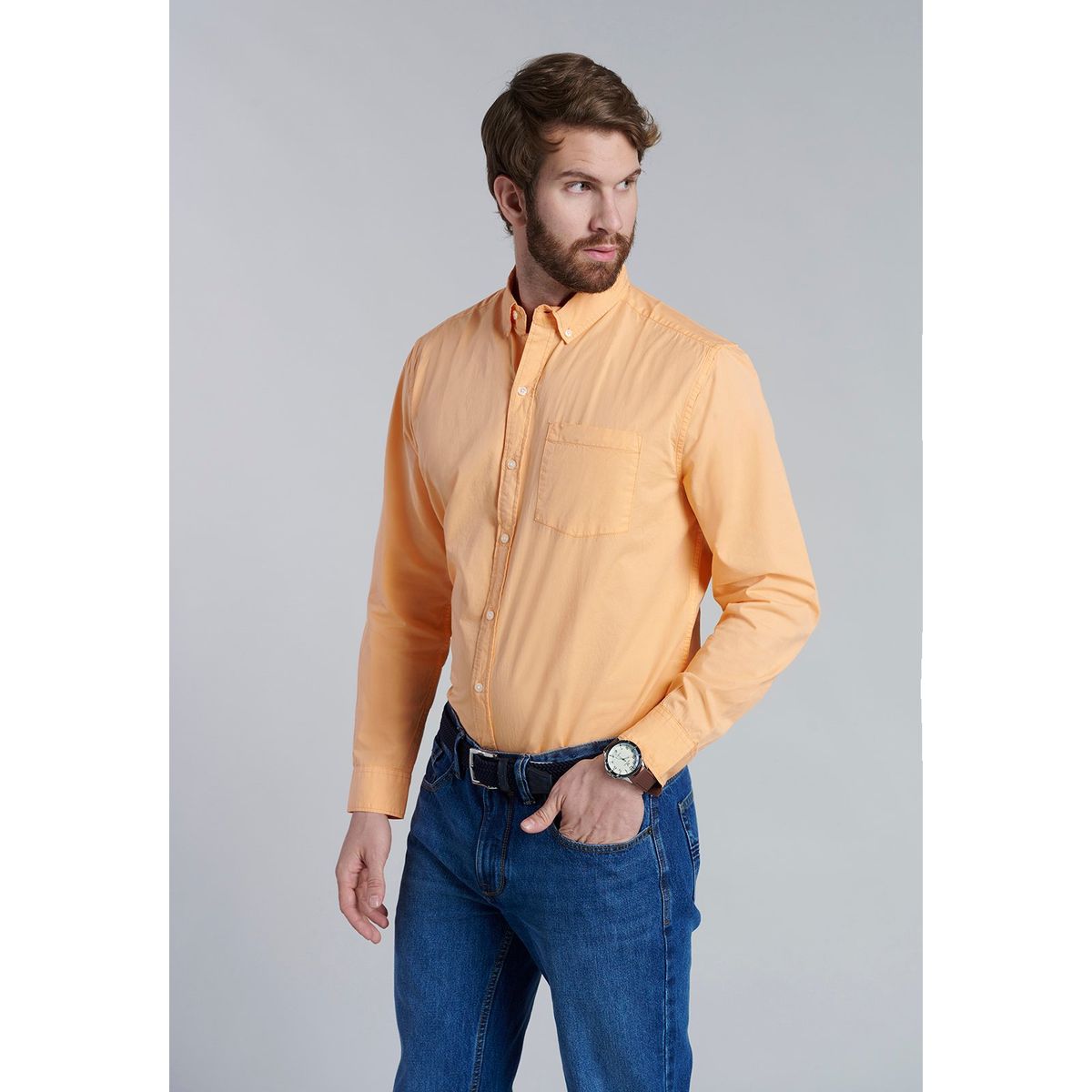 FEROUCH - Camisa Garment Dyed Sport Fj Naranjo Ferouch