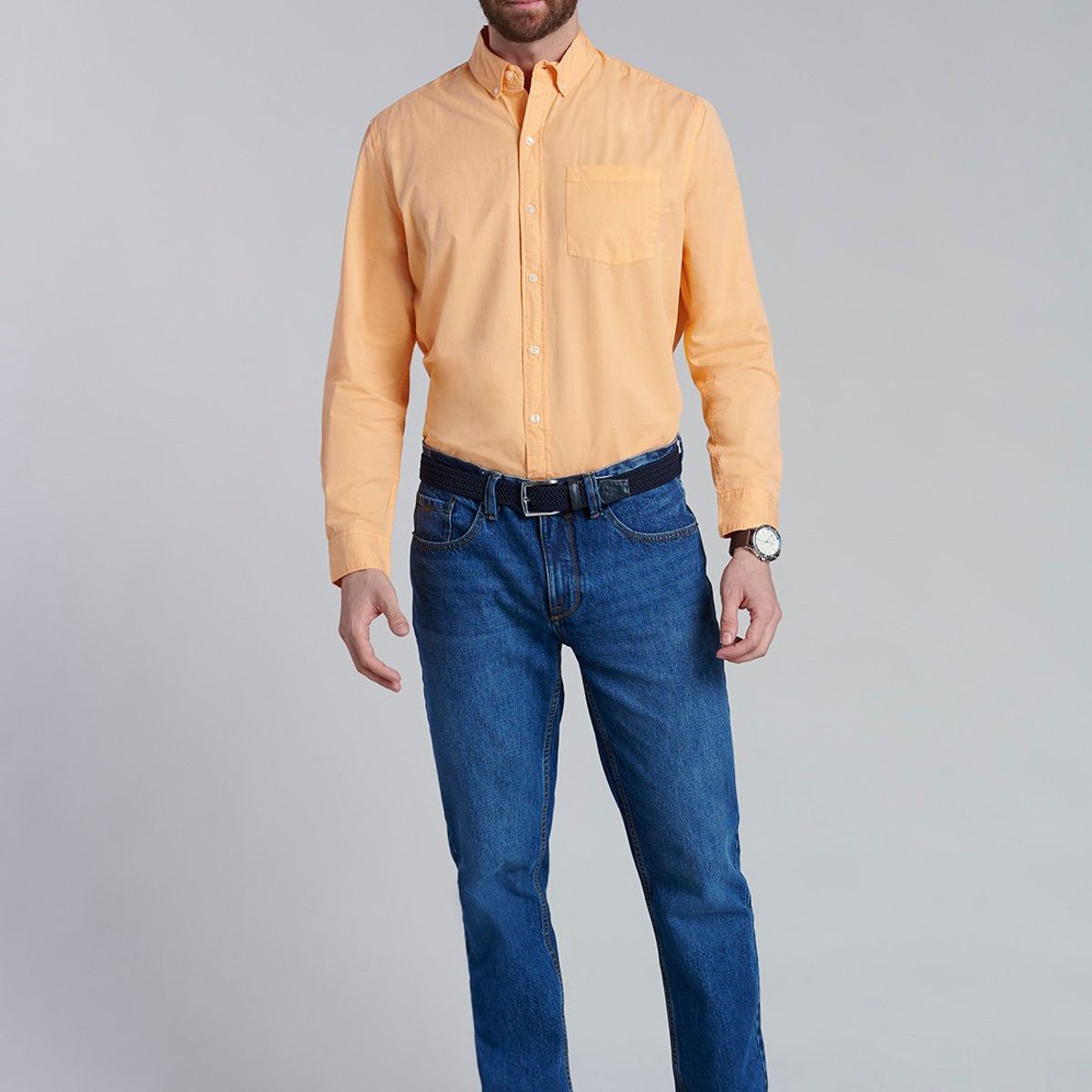 FEROUCH - Camisa Garment Dyed Sport Fj Naranjo Ferouch