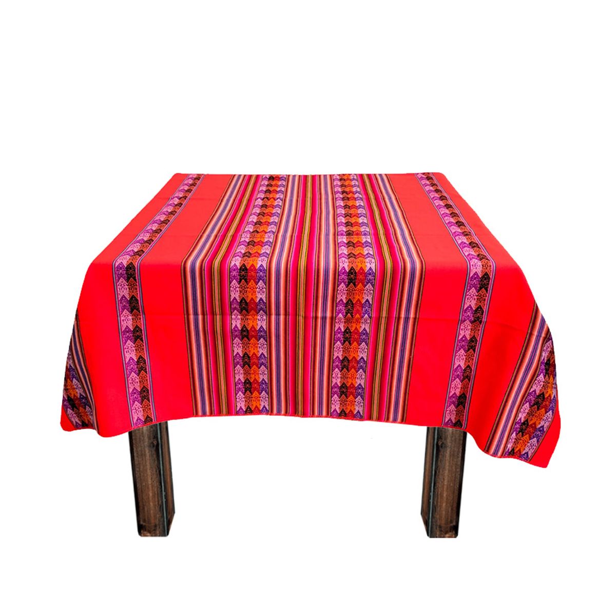 GENERICO - Manta Mantel Con Lineas Aguayo  Andino 1.20 X 1.10 Cm Naranja Neon