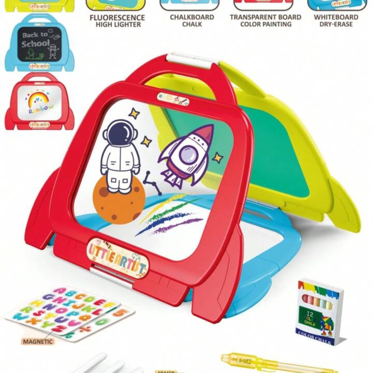 GENERICO - Pizarra Tablero De Dibujo 4 En 1 Infantil 14 Piezas