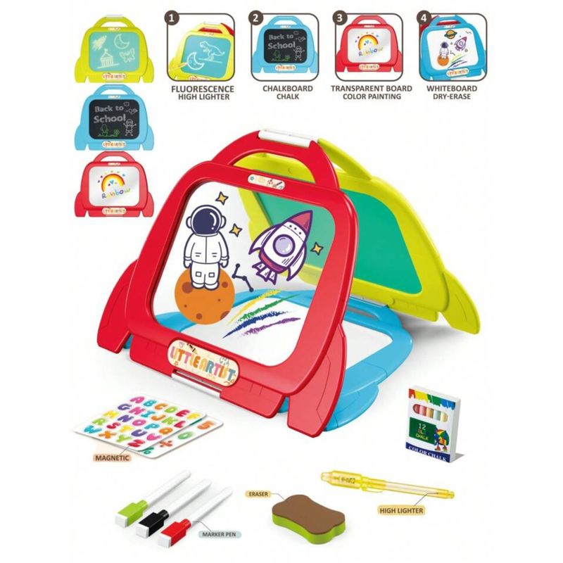 GENERICO - Pizarra Tablero De Dibujo 4 En 1 Infantil 14 Piezas