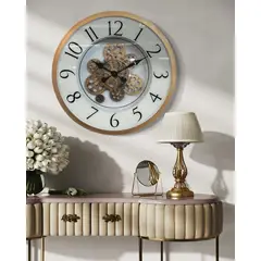 DEKAM DISEÑO - Reloj de Pared con Engranaje de Movimiento Blanco Cobre 40 cms