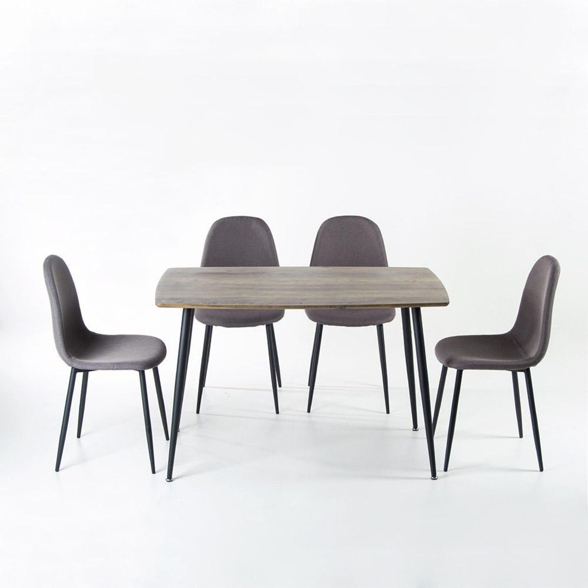 SPAZZIO - Comedor mesa Sidney nogal negro + 4 sillas Cross nogal canela - Negro
