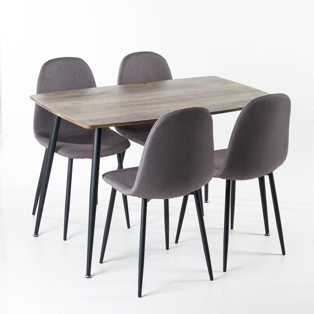 SPAZZIO - Comedor mesa Sidney nogal negro + 4 sillas Cross nogal canela - Negro