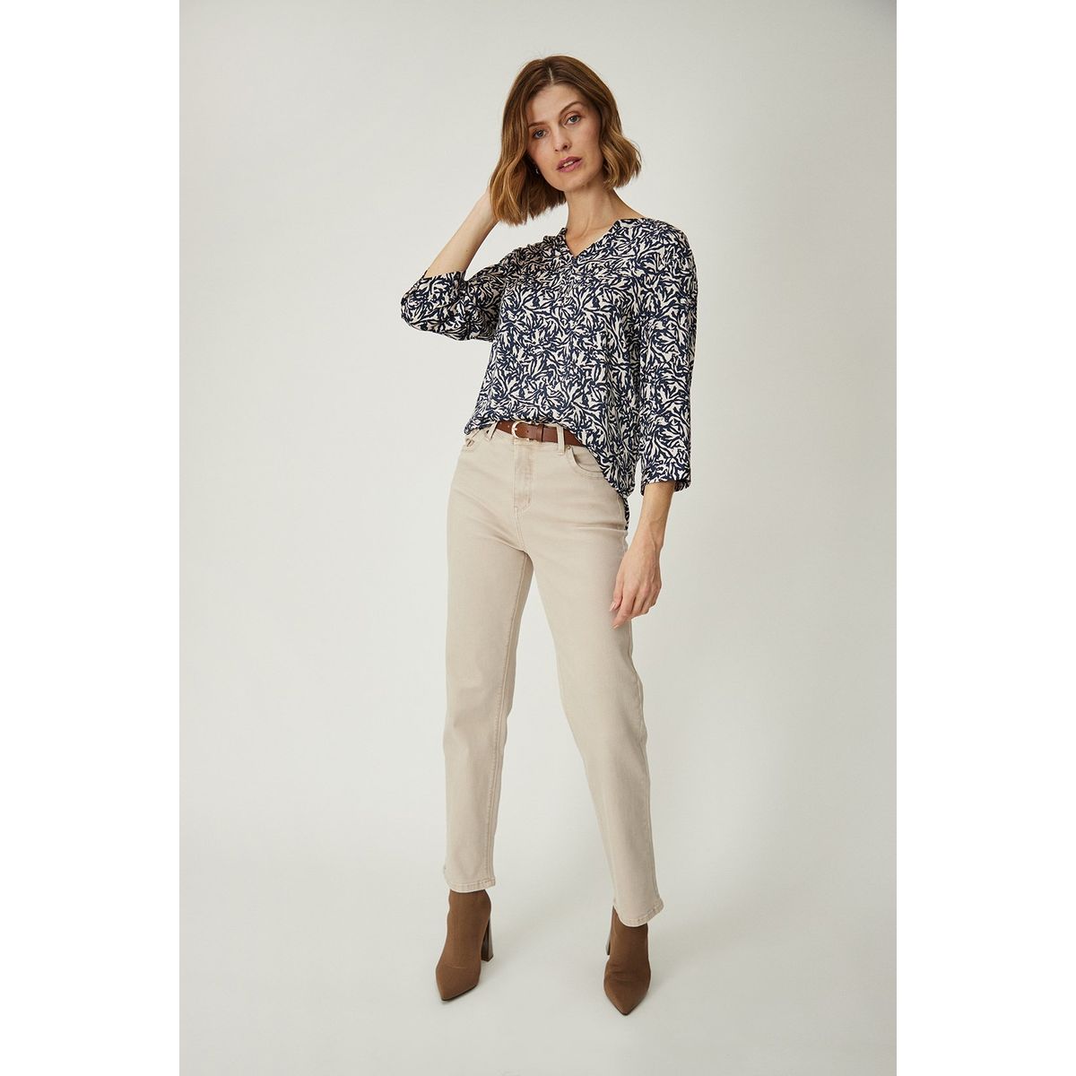 MA GRIFFE - Blusa Manga Larga Azul Marino Mujer Magriffe