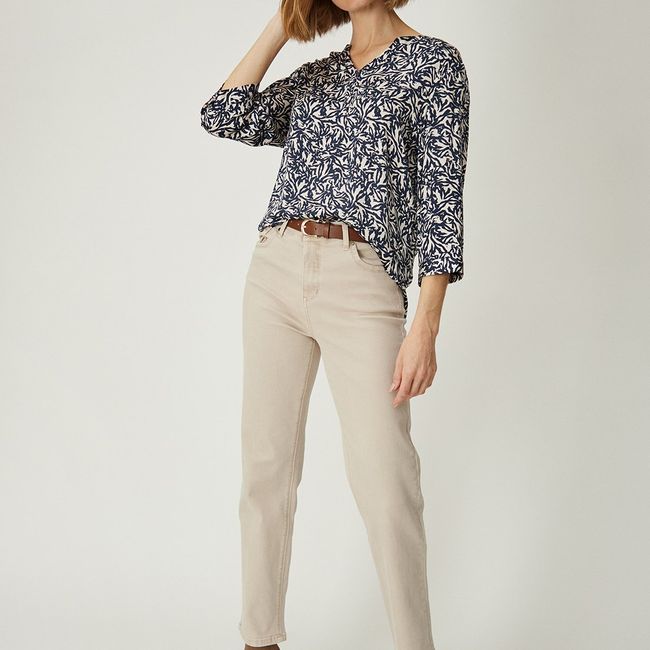 MA GRIFFE - Blusa Manga Larga Azul Marino Mujer Magriffe