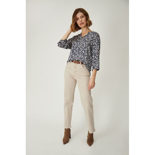 MA GRIFFE - Blusa Manga Larga Azul Marino Mujer Magriffe