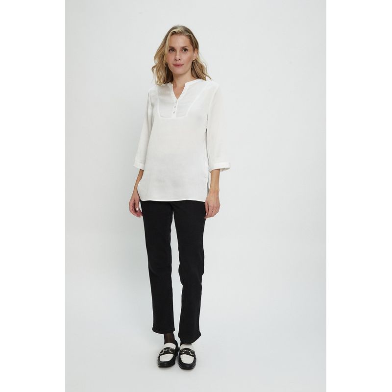 MA GRIFFE - Blusa Manga Larga Crudo Mujer Magriffe