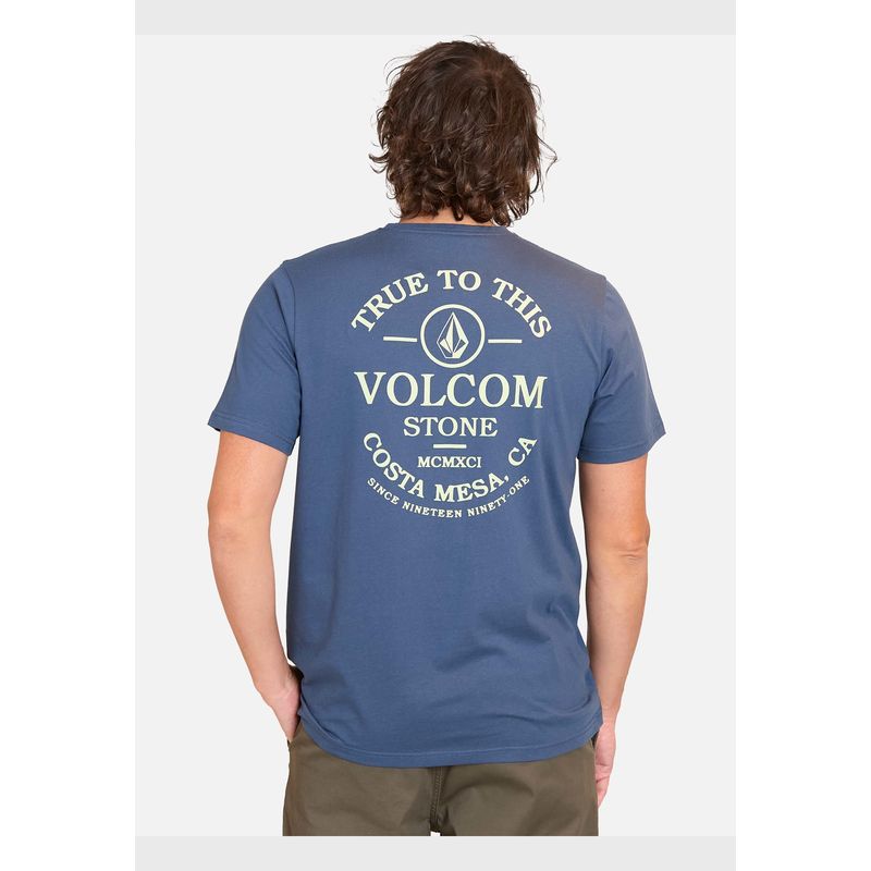 VOLCOM - Polera Manga Corta Anchored Azul Hombre Volcom