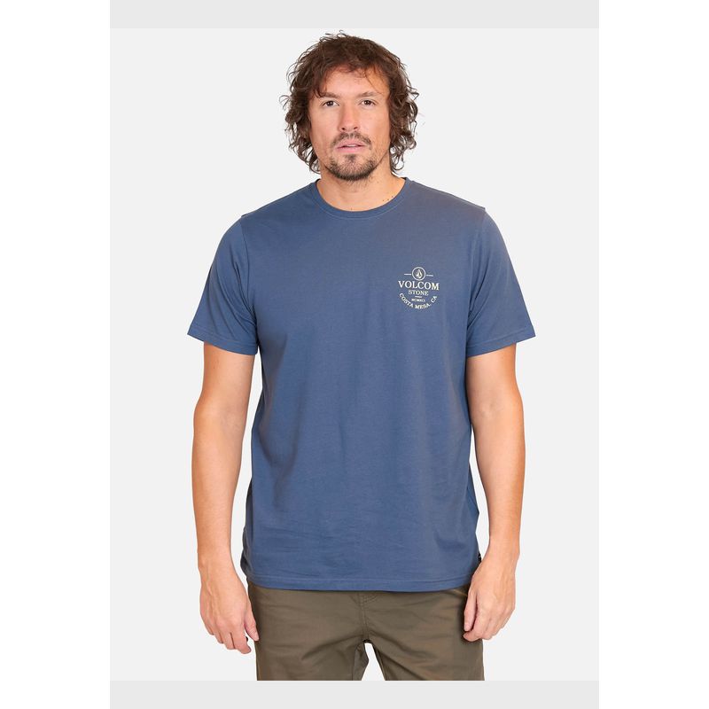 VOLCOM - Polera Manga Corta Anchored Azul Hombre Volcom