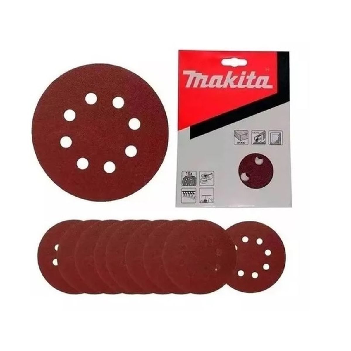 MAKITA - Discos Lija Velcro (10u) 125mm Grano 180 Makita D-54558