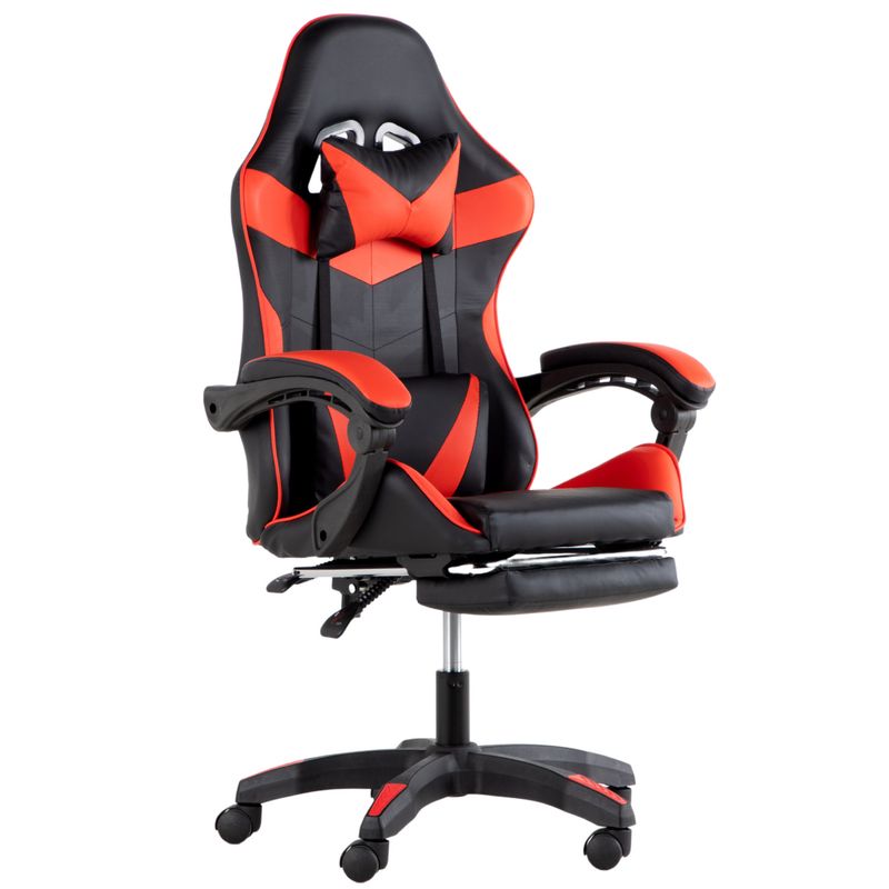 LUMAX - Silla Gamer Ergonomica KingsHouse con Apoyapies Roja