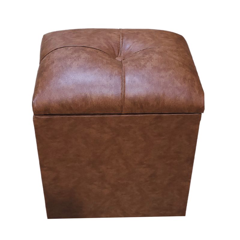 GENERICO - Pouf Baul Cafe Bicolor Eco Cuero 40x33x50 Rimar