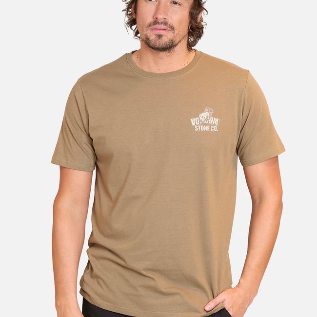 VOLCOM - Polera Manga Corta Stone Force Co Pw Khaki Hombre Volcom